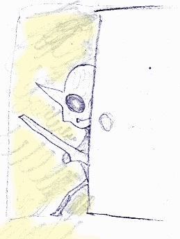 私が1982年ごろに茨城県水戸市（姫子）で遭遇した宇宙人のイラスト-Nobuyuki Oshima（大嶋信之）