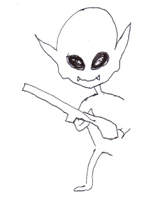 私が1982年ごろに茨城県水戸市（姫子）で遭遇した宇宙人のイラスト2-Nobuyuki Oshima（大嶋信之）